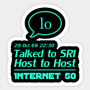 Internet 50 - talked to SRI, Host to host 29 Oct 69 - turqoise Sticker